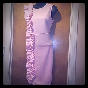 Women's sleeveless Barbie Pink ruffle dress
